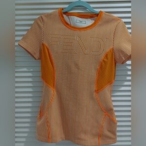 Fendi Orange Striped T-Shirt